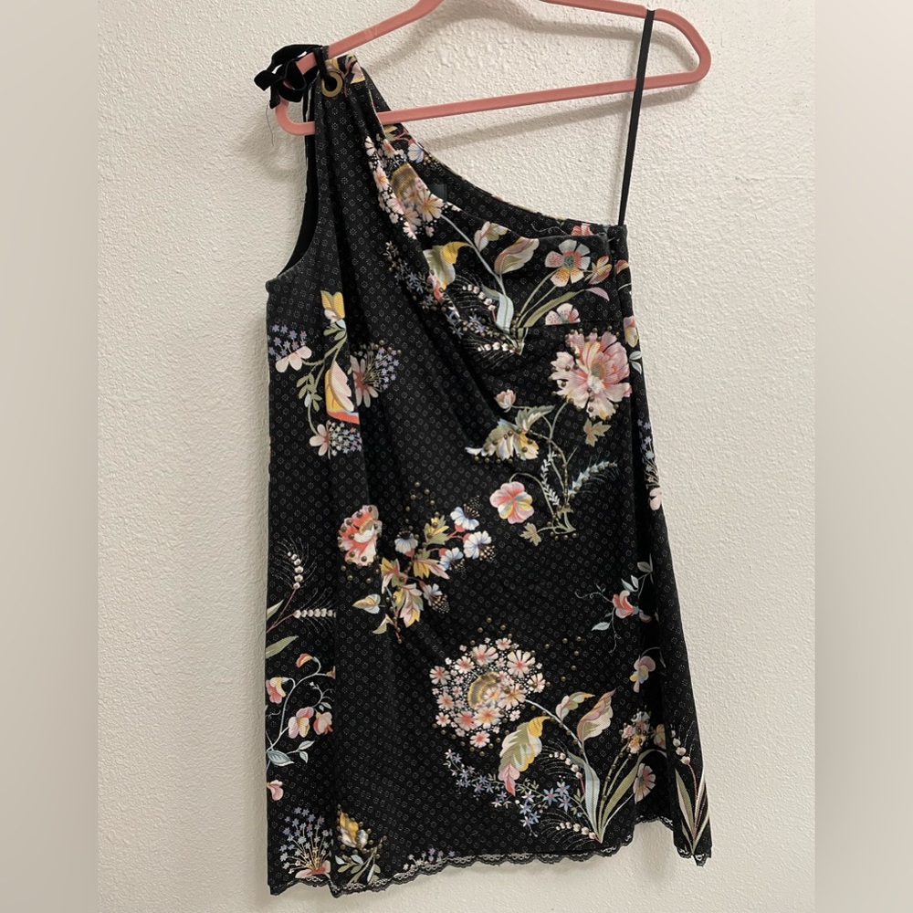 Maeve black floral textured dress